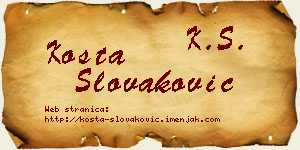 Kosta Slovaković vizit kartica